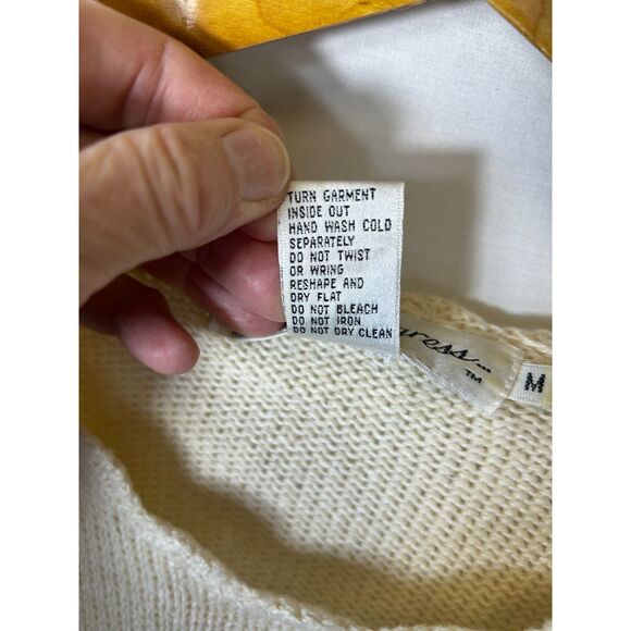 Vintage Work In Progress Ivory Red Floral Christmas Tree 3/4 Sleeve Sweater Sz M - Picture 11 of 13